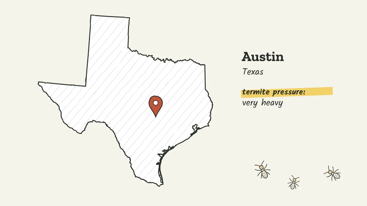 Sketch map of Texas with a pin on Austin in Central Texas