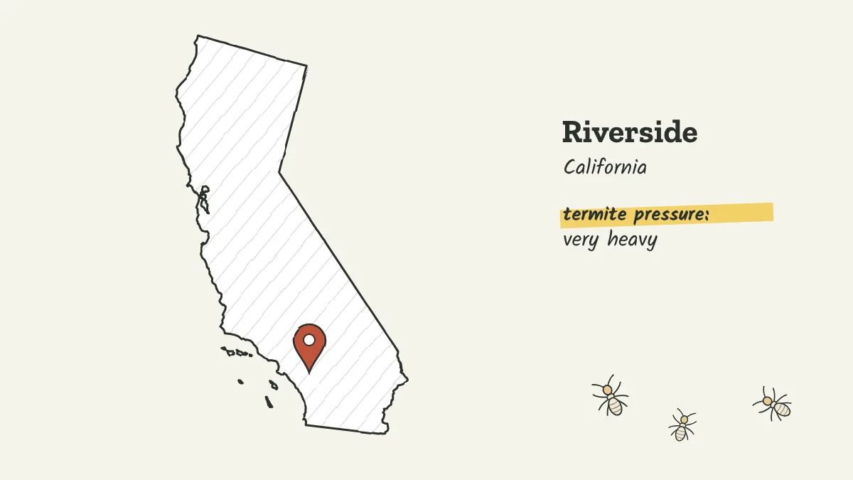 Sketch map of California with a pin on Riverside in the Inland Empire